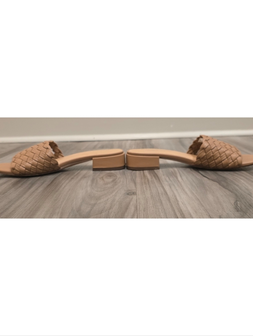 Rachel Zoe Woven Slide Sandals Nude Beige Block Heel Slip On Shoes Size 6.5 - Picture 5 of 9
